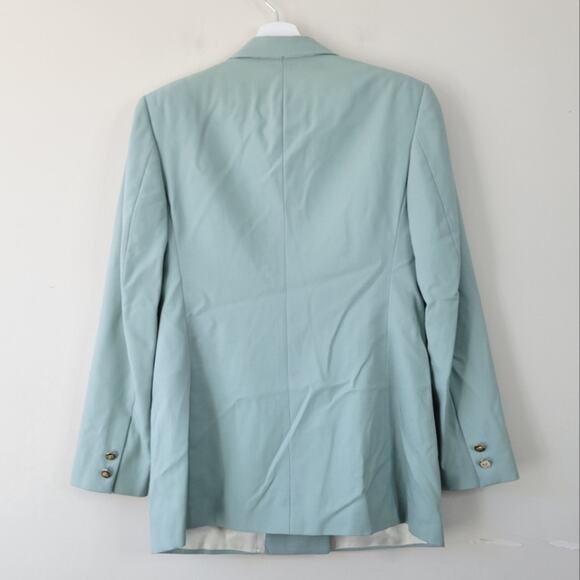 Burberry Vintage Mint Wool Double Breasted Blazer Jacket Small - Picture 2 of 16